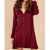 image:imageRVivimos Womens Fall Cotton Long Sleeves Casual Button Down Knit Swing Flare Mini Tunic DressBurgundy