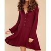 image:imageRVivimos Womens Fall Cotton Long Sleeves Casual Button Down Knit Swing Flare Mini Tunic DressBurgundy
