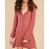 image:imageRVivimos Womens Fall Cotton Long Sleeves Casual Button Down Knit Swing Flare Mini Tunic DressCoral