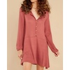 image:imageRVivimos Womens Fall Cotton Long Sleeves Casual Button Down Knit Swing Flare Mini Tunic DressCoral