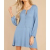 image:imageRVivimos Womens Fall Cotton Long Sleeves Casual Button Down Knit Swing Flare Mini Tunic DressSkyblue