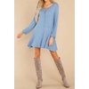 image:imageRVivimos Womens Fall Cotton Long Sleeves Casual Button Down Knit Swing Flare Mini Tunic DressSkyblue