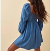 image:imageRVivimos Womens Fall Puff Long Sleeve Square Neck Casual Ruched A line Mini DressBlue