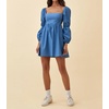 image:imageRVivimos Womens Fall Puff Long Sleeve Square Neck Casual Ruched A line Mini DressBlue