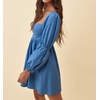 image:imageRVivimos Womens Fall Puff Long Sleeve Square Neck Casual Ruched A line Mini DressBlue