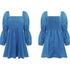 image:imageRVivimos Womens Fall Puff Long Sleeve Square Neck Casual Ruched A line Mini DressBlue