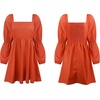 image:imageRVivimos Womens Fall Puff Long Sleeve Square Neck Casual Ruched A line Mini DressBurntorange