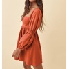 image:imageRVivimos Womens Fall Puff Long Sleeve Square Neck Casual Ruched A line Mini DressBurntorange