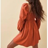 image:imageRVivimos Womens Fall Puff Long Sleeve Square Neck Casual Ruched A line Mini DressBurntorange