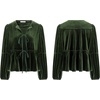 image:imageRVivimos Womens Fall Velvet Tops 2026 Long Sleeve Tie Front Casual Jackets Cardigan Vintage Loose Short CoatArmy Green