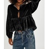 image:imageRVivimos Womens Fall Velvet Tops 2026 Long Sleeve Tie Front Casual Jackets Cardigan Vintage Loose Short CoatBlack