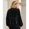 image:imageRVivimos Womens Fall Velvet Tops 2026 Long Sleeve Tie Front Casual Jackets Cardigan Vintage Loose Short CoatBlack