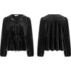 image:imageRVivimos Womens Fall Velvet Tops 2026 Long Sleeve Tie Front Casual Jackets Cardigan Vintage Loose Short CoatBlack