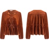 image:imageRVivimos Womens Fall Velvet Tops 2026 Long Sleeve Tie Front Casual Jackets Cardigan Vintage Loose Short CoatRust Brown