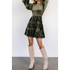 image:imageRVivimos Womens Fall Winter Crushed Velvet Dress Long Sleeve Crew Neck Elastic Smocked ALine Tiered Ruffle Mini DressArmygreen