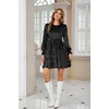 image:imageRVivimos Womens Fall Winter Crushed Velvet Dress Long Sleeve Crew Neck Elastic Smocked ALine Tiered Ruffle Mini DressBlack