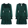 image:imageRVivimos Womens Fall Winter Crushed Velvet Dress Long Sleeve Crew Neck Elastic Smocked ALine Tiered Ruffle Mini DressDark Green