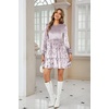 image:imageRVivimos Womens Fall Winter Crushed Velvet Dress Long Sleeve Crew Neck Elastic Smocked ALine Tiered Ruffle Mini DressLavender