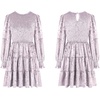image:imageRVivimos Womens Fall Winter Crushed Velvet Dress Long Sleeve Crew Neck Elastic Smocked ALine Tiered Ruffle Mini DressLavender