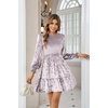 image:imageRVivimos Womens Fall Winter Crushed Velvet Dress Long Sleeve Crew Neck Elastic Smocked ALine Tiered Ruffle Mini DressLavender