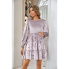 image:imageRVivimos Womens Fall Winter Crushed Velvet Dress Long Sleeve Crew Neck Elastic Smocked ALine Tiered Ruffle Mini DressLavender