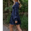image:imageRVivimos Womens Fall Winter Crushed Velvet Dress Long Sleeve Crew Neck Elastic Smocked ALine Tiered Ruffle Mini DressNavy Blue