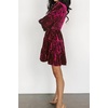 image:imageRVivimos Womens Fall Winter Crushed Velvet Dress Long Sleeve Crew Neck Elastic Smocked ALine Tiered Ruffle Mini DressWinered