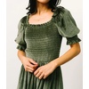 image:imageRVivimos Womens Fall Winter Velvet Dress Puff Sleeve Square Neck Smocked Tiered Ruffle ALine Flowy Midi DressArmygreen