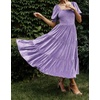 image:imageRVivimos Womens Fall Winter Velvet Dress Puff Sleeve Square Neck Smocked Tiered Ruffle ALine Flowy Midi DressLight Purple