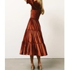 image:imageRVivimos Womens Fall Winter Velvet Dress Puff Sleeve Square Neck Smocked Tiered Ruffle ALine Flowy Midi DressRustbrown