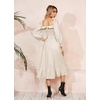 image:imageRVivimos Womens Linen Fall Long Sleeves Stripes Ruffled Boho Casual ALine Flowy Midi DressesBeige