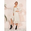 image:imageRVivimos Womens Linen Fall Long Sleeves Stripes Ruffled Boho Casual ALine Flowy Midi DressesBeige
