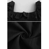 image:imageRVivimos Womens Linen Fall Long Sleeves Stripes Ruffled Boho Casual ALine Flowy Midi DressesBlack