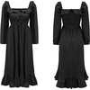 image:imageRVivimos Womens Linen Fall Long Sleeves Stripes Ruffled Boho Casual ALine Flowy Midi DressesBlack