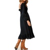 image:imageRVivimos Womens Linen Fall Long Sleeves Stripes Ruffled Boho Casual ALine Flowy Midi DressesBlack