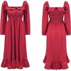 image:imageRVivimos Womens Linen Fall Long Sleeves Stripes Ruffled Boho Casual ALine Flowy Midi DressesBurgundy