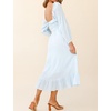 image:imageRVivimos Womens Linen Fall Long Sleeves Stripes Ruffled Boho Casual ALine Flowy Midi DressesSkyblue