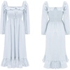 image:imageRVivimos Womens Linen Fall Long Sleeves Stripes Ruffled Boho Casual ALine Flowy Midi DressesSkyblue