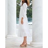 image:imageRVivimos Womens Linen Fall Long Sleeves Stripes Ruffled Boho Casual ALine Flowy Midi DressesWhite