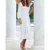 image:imageRVivimos Womens Linen Fall Long Sleeves Stripes Ruffled Boho Casual ALine Flowy Midi DressesWhite
