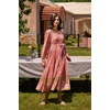 image:imageRVivimos Womens Long Sleeve Boho Floral Print Dress Crew Neck Button Down Casual Loose Slit Flowy Midi Dress with BeltCoralpink
