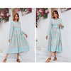 image:imageRVivimos Womens Long Sleeve Boho Floral Print Dress Crew Neck Button Down Casual Loose Slit Flowy Midi Dress with BeltSkyblue