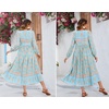 image:imageRVivimos Womens Long Sleeve Boho Floral Print Dress Crew Neck Button Down Casual Loose Slit Flowy Midi Dress with BeltSkyblue