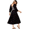 image:imageRVivimos Womens Long Sleeve Cotton Boho Midi Dress Vintage Square Neck Floral Embroidered Tiered Ruffle Flowy Pockets DressBlack