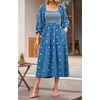 image:imageRVivimos Womens Long Sleeve Cotton Boho Midi Dress Vintage Square Neck Floral Embroidered Tiered Ruffle Flowy Pockets DressDarkblue
