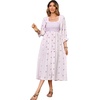 image:imageRVivimos Womens Long Sleeve Cotton Boho Midi Dress Vintage Square Neck Floral Embroidered Tiered Ruffle Flowy Pockets DressLight Pink