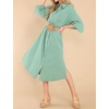 image:imageRVivimos Womens Long Sleeve Cotton Oversized Dress Casual Button Down Loose Slit Midi Dress with PocketLakegreen