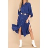 image:imageRVivimos Womens Long Sleeve Cotton Oversized Dress Casual Button Down Loose Slit Midi Dress with PocketNavyblue