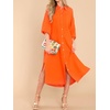 image:imageRVivimos Womens Long Sleeve Cotton Oversized Dress Casual Button Down Loose Slit Midi Dress with PocketOrange