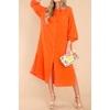 image:imageRVivimos Womens Long Sleeve Cotton Oversized Dress Casual Button Down Loose Slit Midi Dress with PocketOrange